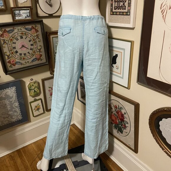 Mossimo Light Blue 100% Linen Womens Casual Lounge Wear Drawstring Pants Size M - Picture 3 of 4